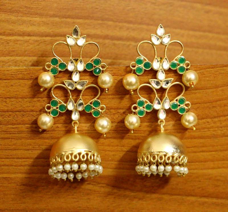 Bridal Wedding Traditional Gold Pearl Jhumkas/ Jhumka/ Jhumki Earrings For  Women Girls Silver, Alloy Jhumki Earring